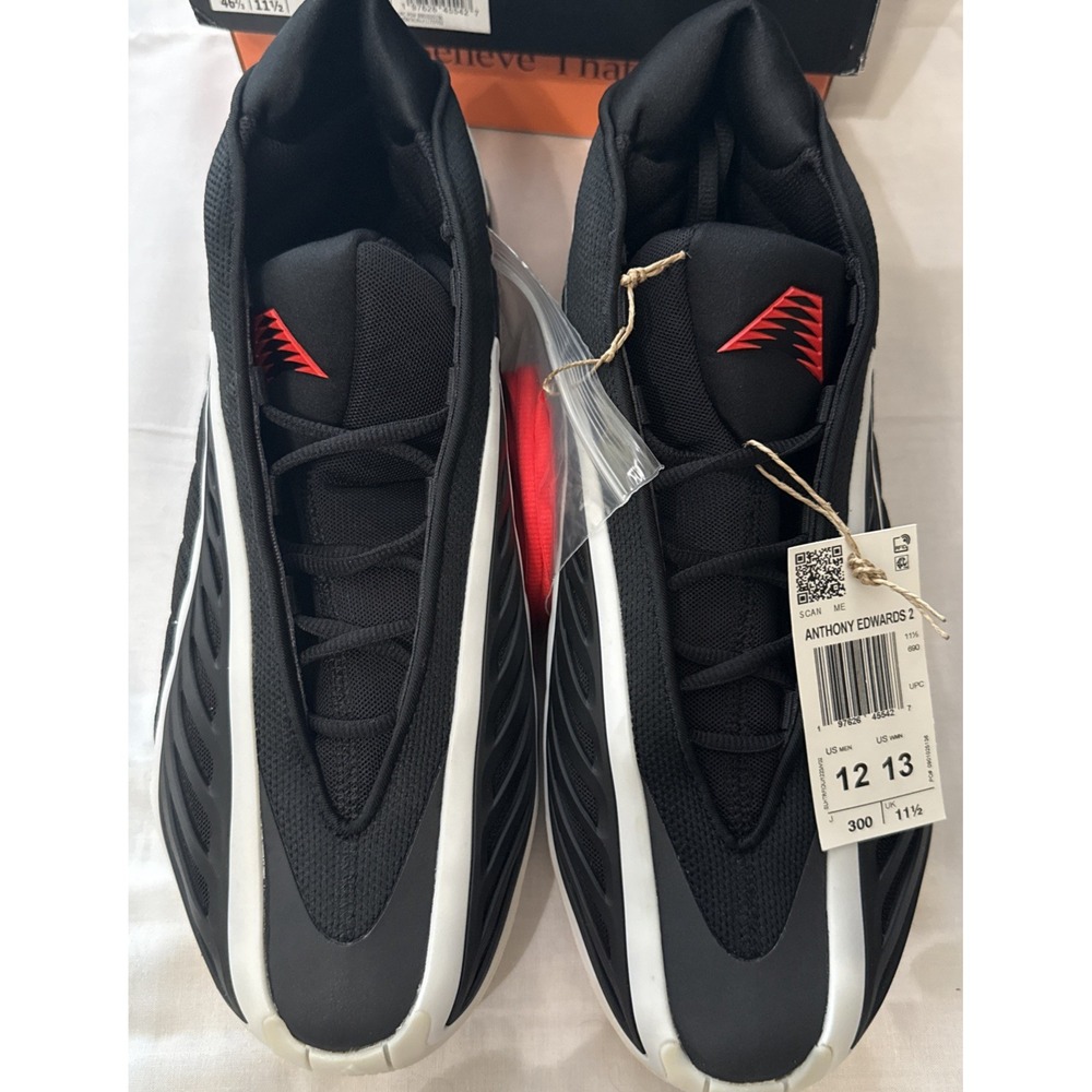 adidas Anthony Edwards 2 AE2 JS3508 Black w/ White Lines Red Accents 12 New NiB